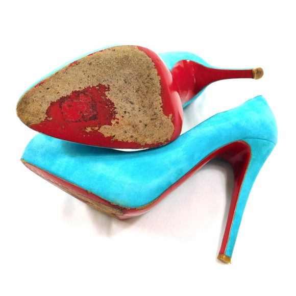 Christian Louboutin Rolando 120 Turquoise Suede Pumps - Picture 11 of 14